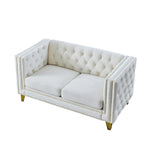 Velvet Sofa for Living Room,Buttons Tufted Square Arm Couch, Modern Couch Upholstered Button and Me
