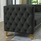 Velvet Sofa for Living Room,Buttons Tufted Square Arm Couch, Modern Couch Upholstered Button and Me