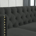 Velvet Sofa for Living Room,Buttons Tufted Square Arm Couch, Modern Couch Upholstered Button and Me
