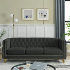 Velvet Sofa for Living Room,Buttons Tufted Square Arm Couch, Modern Couch Upholstered Button and Me