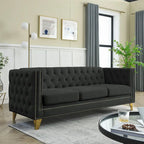 Velvet Sofa for Living Room,Buttons Tufted Square Arm Couch, Modern Couch Upholstered Button and Me