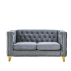 Velvet Sofa for Living Room,Buttons Tufted Square Arm Couch, Modern Couch Upholstered Button and Me