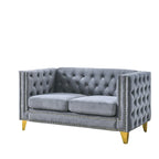 Velvet Sofa for Living Room,Buttons Tufted Square Arm Couch, Modern Couch Upholstered Button and Me