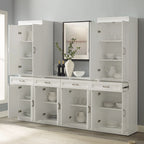 White Storage Cabinet with Drawers for Kitchen Dining