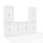 White Storage Cabinet with Drawers for Kitchen Dining