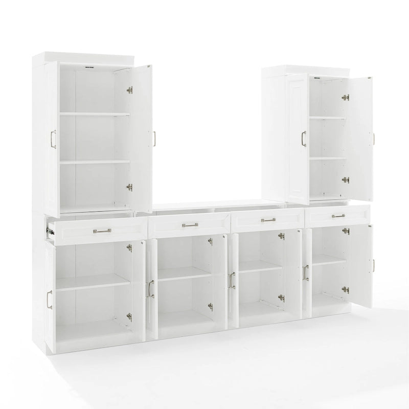 White Storage Cabinet with Drawers for Kitchen Dining