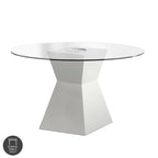 White Contemporary Glass Top Dining Table - 45 Inch Round for 4