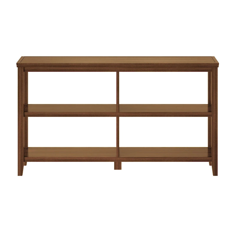 Walnut 2-Shelf Bookcase - 54" Wide Low Profile