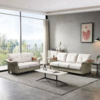 Linen Fabric Faux Leather Sofa with Two Removable Storage Boxes