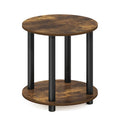 2-Tier Round End Table, Marble White