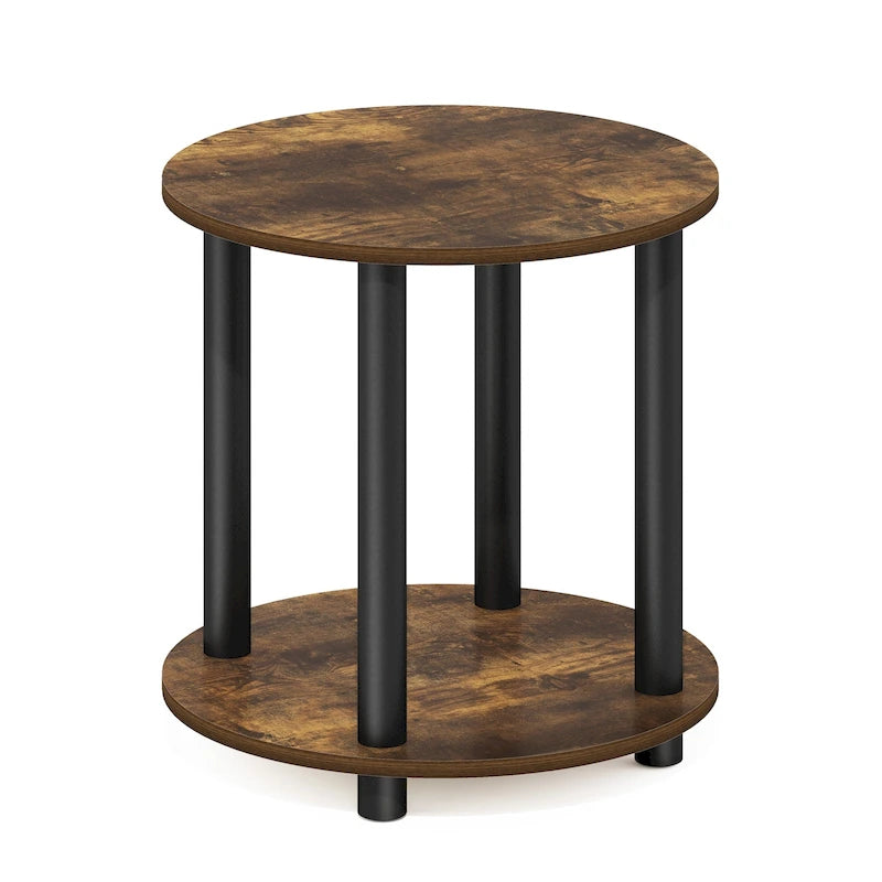 2-Tier Round End Table, Marble White