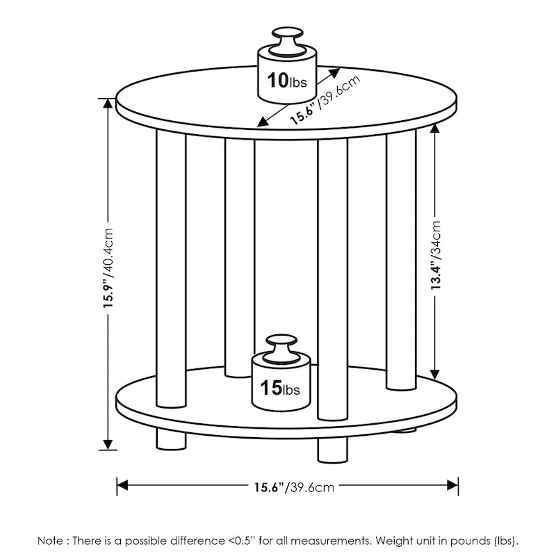 2-Tier Round End Table, Marble White