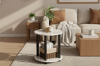 2-Tier Round End Table, Marble White