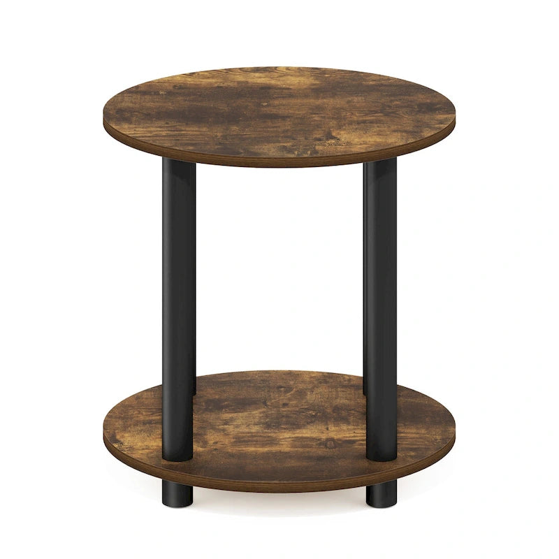 2-Tier Round End Table, Marble White