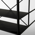White Marble Kitchen Island with Black Metal Frame - 3 Drawers