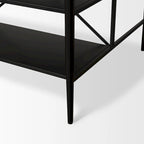 White Marble Kitchen Island with Black Metal Frame - 3 Drawers