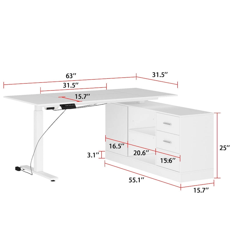 Super-Sized Standing Desk with Electric Lift - 63 x31.5 PC Desktop