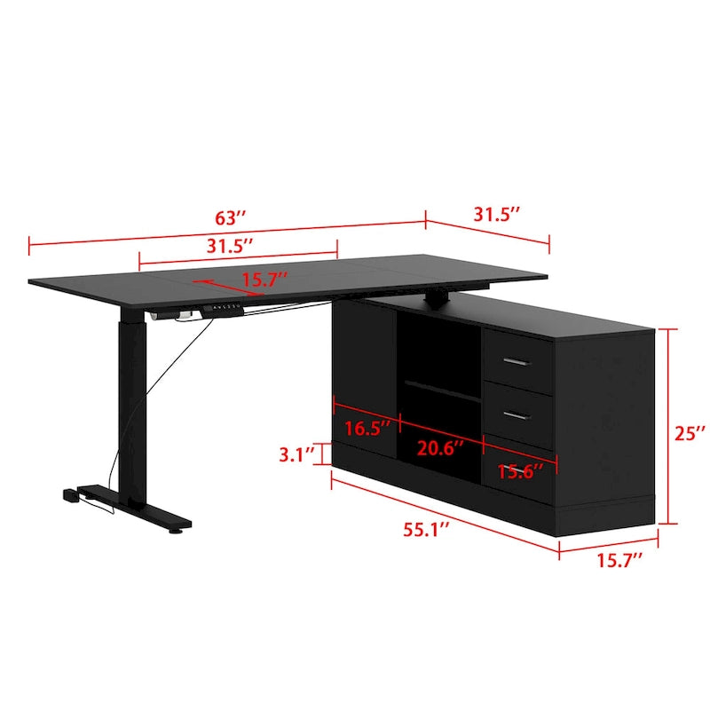 Super-Sized Standing Desk with Electric Lift - 63 x31.5 PC Desktop