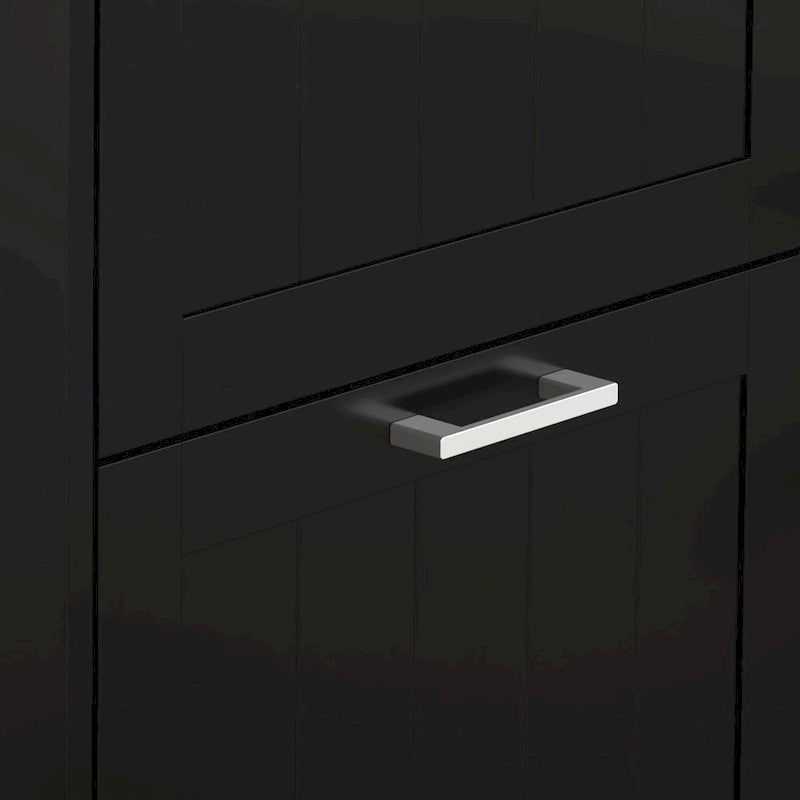 Black Shoe Cabinet with 3 Flip Drawers - 15 Pair Capacity