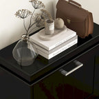 Black Shoe Cabinet with 3 Flip Drawers - 15 Pair Capacity