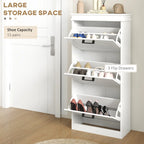 Black Shoe Cabinet with 3 Flip Drawers - 15 Pair Capacity