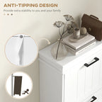 Black Shoe Cabinet with 3 Flip Drawers - 15 Pair Capacity