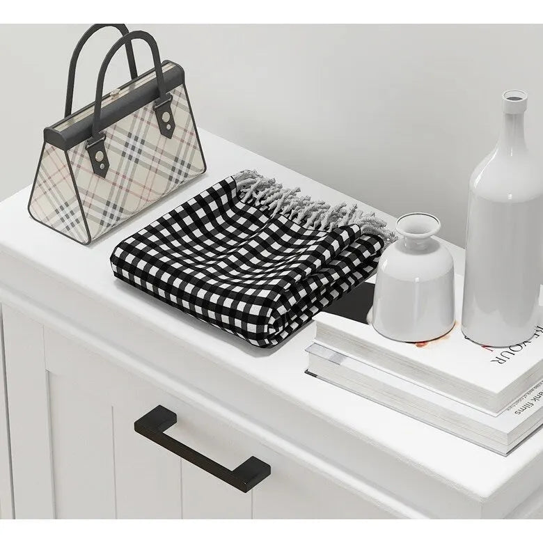 Black Shoe Cabinet with 3 Flip Drawers - 15 Pair Capacity