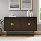 Dark Brown Sideboard with Gold Legs - 2 Cabinet Storage
