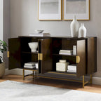 Dark Brown Sideboard with Gold Legs - 2 Cabinet Storage