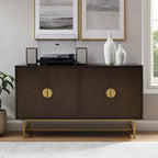 Dark Brown Sideboard with Gold Legs - 2 Cabinet Storage
