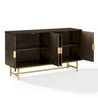 Dark Brown Sideboard with Gold Legs - 2 Cabinet Storage