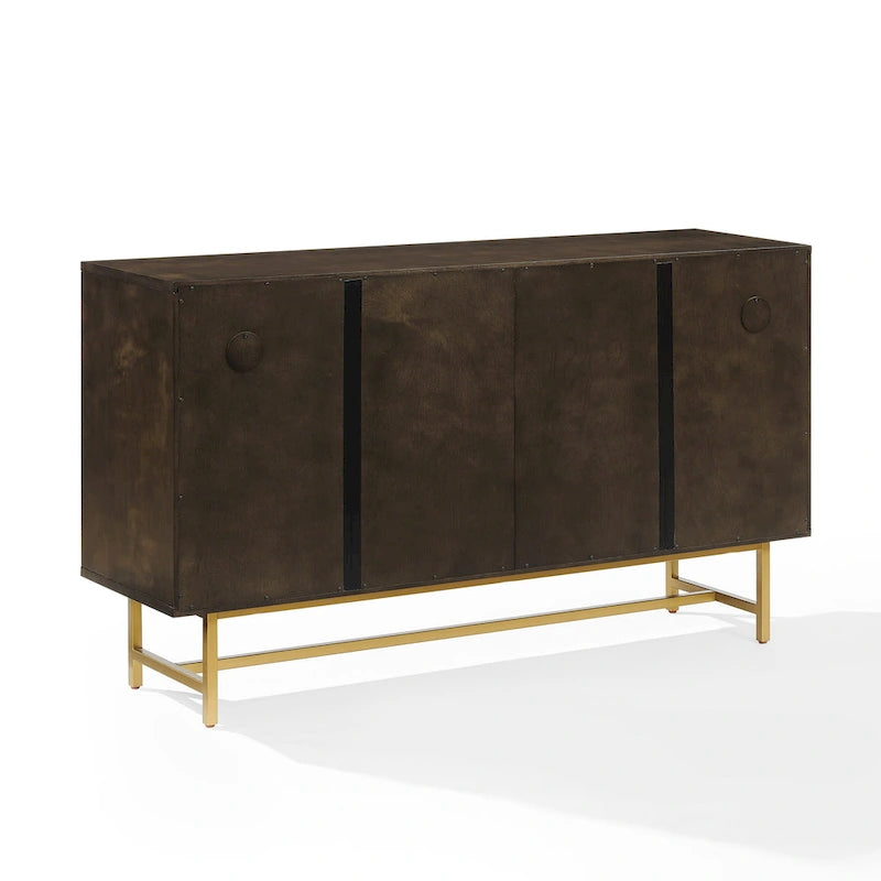 Dark Brown Sideboard with Gold Legs - 2 Cabinet Storage