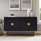 Dark Brown Sideboard with Gold Legs - 2 Cabinet Storage