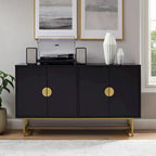 Dark Brown Sideboard with Gold Legs - 2 Cabinet Storage