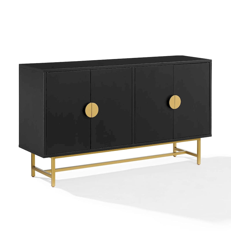 Dark Brown Sideboard with Gold Legs - 2 Cabinet Storage