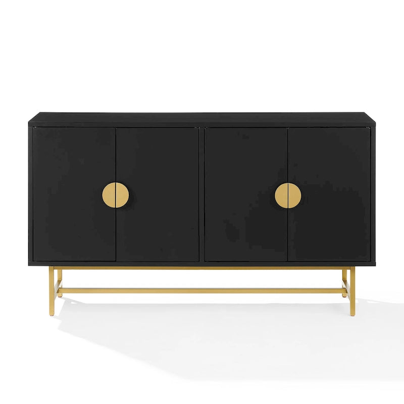 Dark Brown Sideboard with Gold Legs - 2 Cabinet Storage