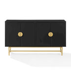 Dark Brown Sideboard with Gold Legs - 2 Cabinet Storage