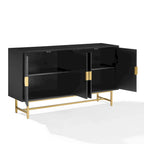 Dark Brown Sideboard with Gold Legs - 2 Cabinet Storage