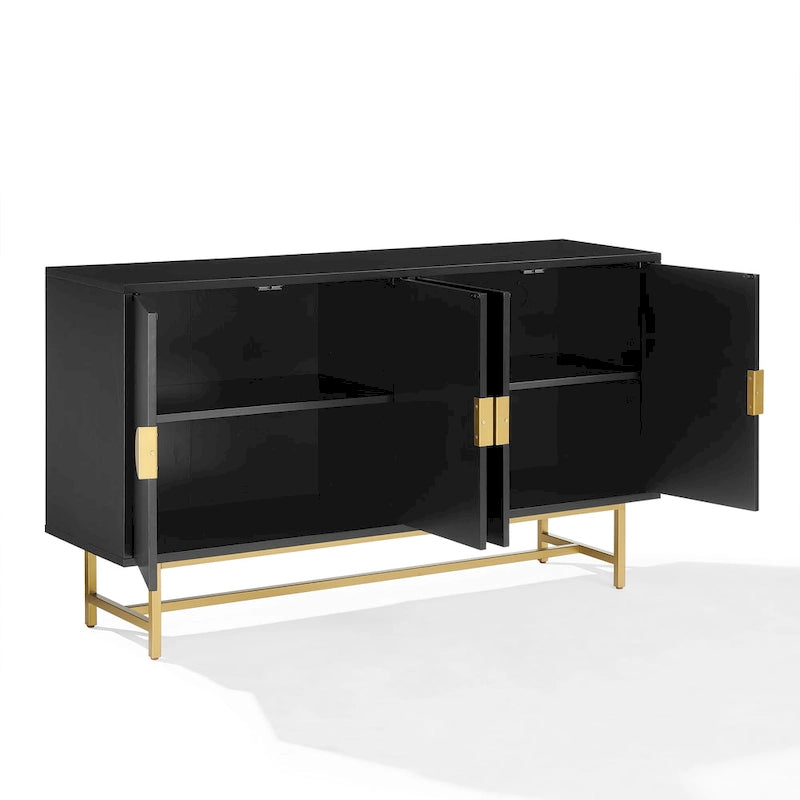 Dark Brown Sideboard with Gold Legs - 2 Cabinet Storage