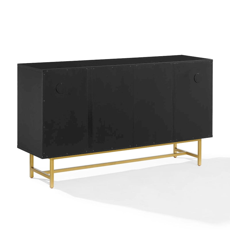 Dark Brown Sideboard with Gold Legs - 2 Cabinet Storage