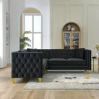 82.2-Inch Velvet Corner Sofa, L-Shaped Sectional Couch, 5-Seater Corner Sofas with 3 Cushions for Living Room, Bedroom, Apartmen