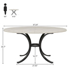 Round Dining Table for 4-6 People, 47  Farmouse Kitchen Table for Dining Room, Living Room, Rustic