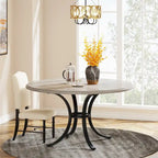 Round Dining Table for 4-6 People, 47  Farmouse Kitchen Table for Dining Room, Living Room, Rustic