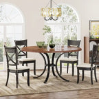 Round Dining Table for 4-6 People, 47  Farmouse Kitchen Table for Dining Room, Living Room, Rustic