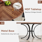 Round Dining Table for 4-6 People, 47  Farmouse Kitchen Table for Dining Room, Living Room, Rustic