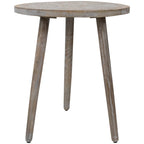 21  Antique Gray Engraved Round Tri Leg Wooden Side Table