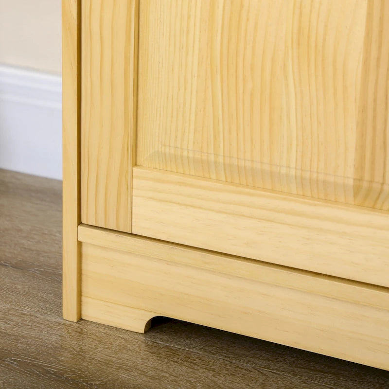 67  Pinewood Kitchen Pantry Storage Cabinet, Freestanding Cabinets with Doors and Shelf Adjustability, Soft-Close Mechanism