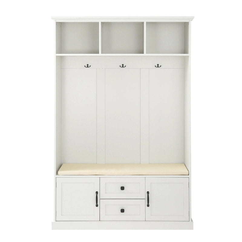3-in-1 Design Hall Tree with 3 Hooks and Storage Bench - 47.24 W x 70.9 H x 15.74 D