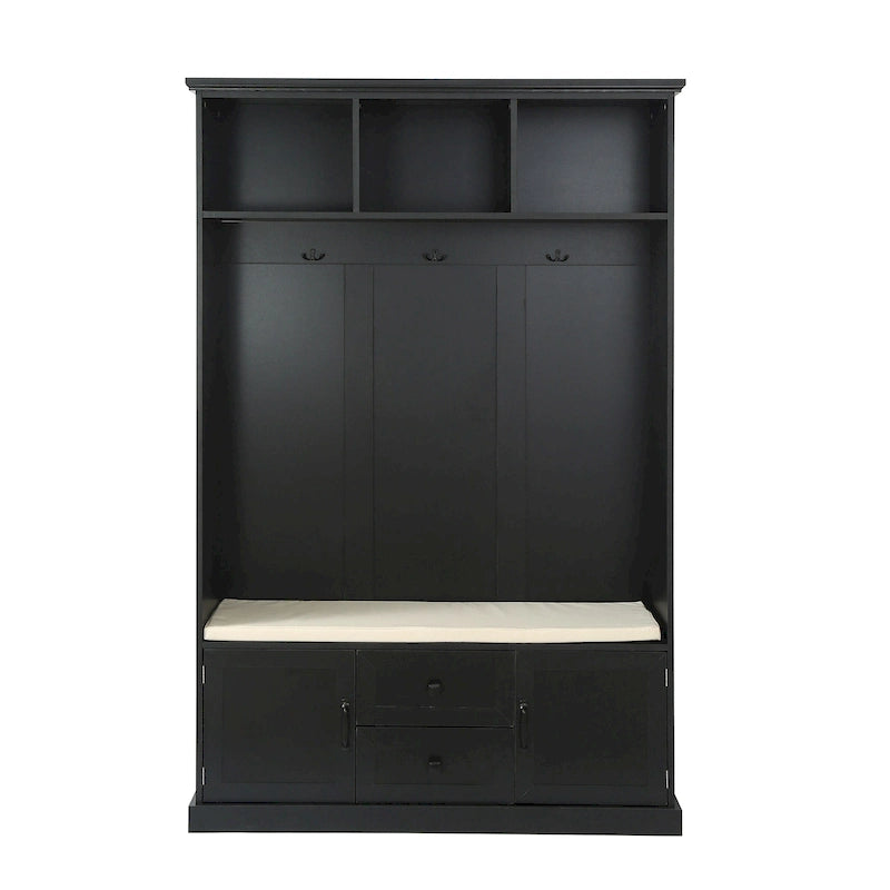 3-in-1 Design Hall Tree with 3 Hooks and Storage Bench - 47.24 W x 70.9 H x 15.74 D