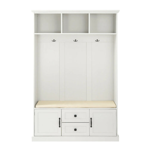 3-in-1 Design Hall Tree with 3 Hooks and Storage Bench - 47.24 W x 70.9 H x 15.74 D